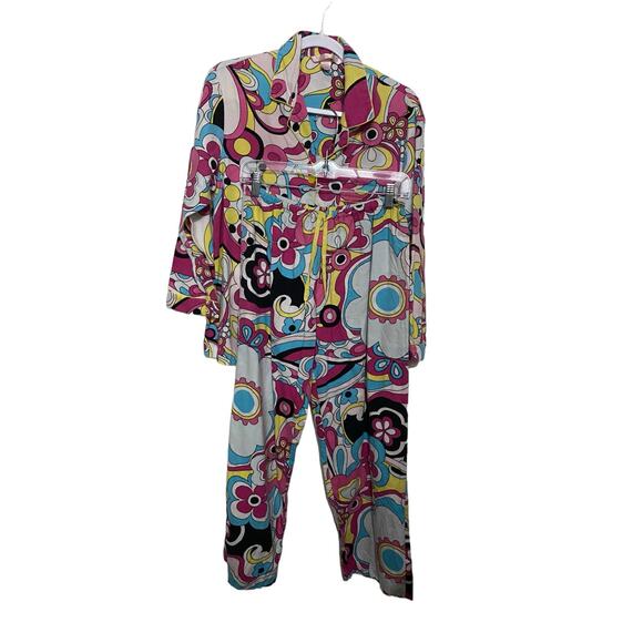 Victoria's Secret 2 pc Pajama Set Small Flannel Pink Yellow - Picture 1 of 10